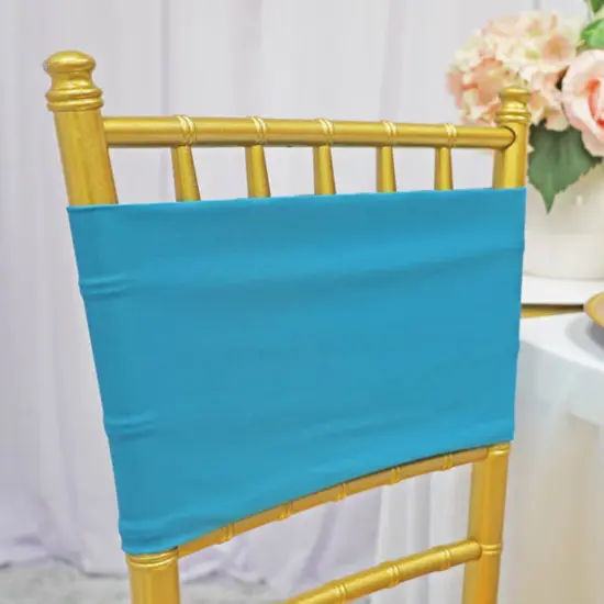 10 Pieces Vibrant Stretch Turquoise Spandex Chair Bands 7 x 13 Inches {4}