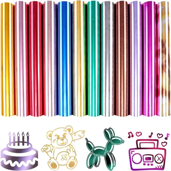 12 Sheets 12"x 10" Foil Holographic Gold Iron On Vinyl {1}