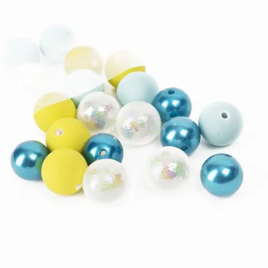 CousinDIY Bubblegum Bead 20mm 20/Pkg-Yellow, Blue, White Mix {3}
