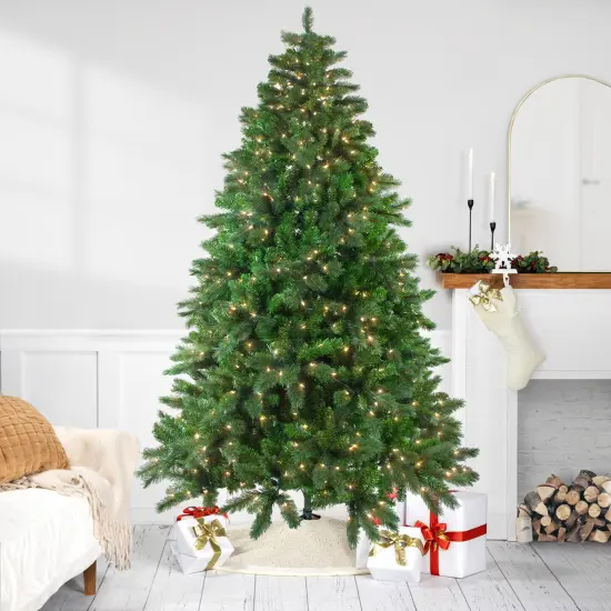 Northlight 7.5' Pre-Lit Medium Mixed Scotch Pine Artificial Christmas Tree - Clear Lights Green {1}