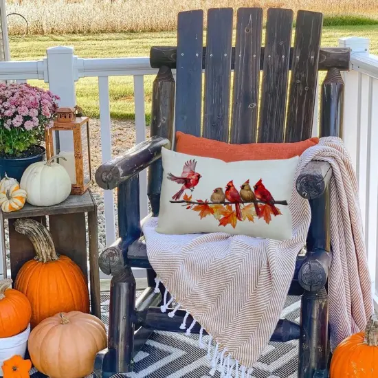 Maple Leaves Decorative Autumn Thanksgiving Harvest Lumbar Cushion Case Decor {5}