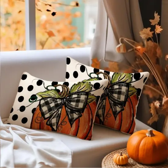 Polka Dot Pumpkin Decorative Pillows Thanksgiving Outdoor Autumn Throw Pillows Decoration {6}