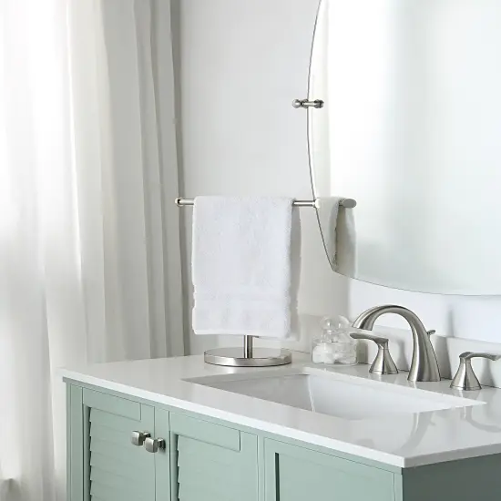 Countertop Hand Towel Holder Stand &ndash; 16.5" Tall Stainless Steel T-Bar Rack with Weighted Base {3}