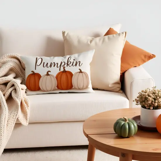 Harvest Orange Pumpkin Lumbar Decorative Cushion Case {4}