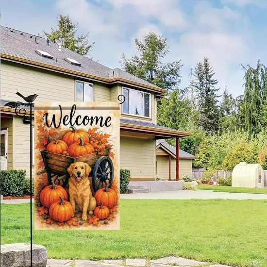 Fall Garden Flag Golden Retriever Dog Yard Flag 12x18(Golden Retriever Dog) {2}