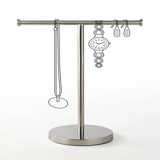 Countertop Hand Towel Holder Stand &ndash; 16.5" Tall Stainless Steel T-Bar Rack with Weighted Base {4}