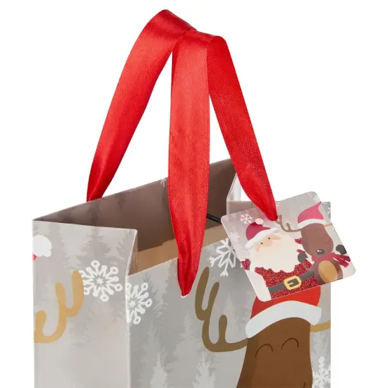 12 Pack Santa Claus Christmas Wine Gift Bags with Ribbon Handles (5 x 13.5 x 4 In) {7}