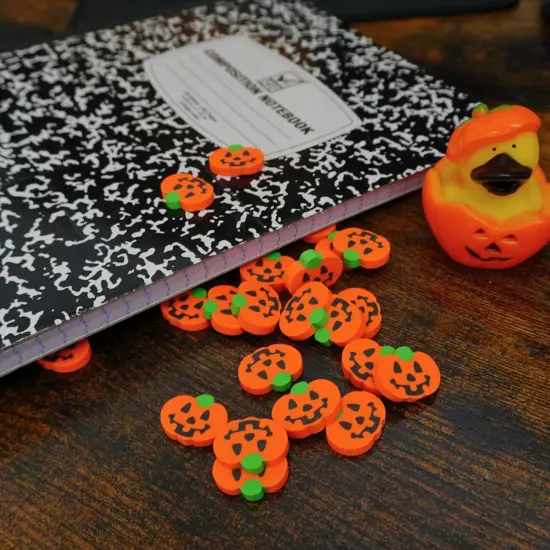 4E's Novelty Mini Pumpkin Erasers Bulk 144 pcs - Halloween Erasers for Kids, Non-Toxic Small Rubber Erasers for Classroom Rewards, School Prizes, Trick or Treat Candy Alternative, Party Favors {6}