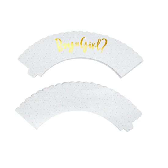 48 Pack Girl or Boy Cupcake Wrappers and 48 Toppers, Gender Reveal Party Supplies Blue {5}