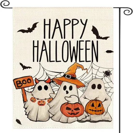 colorlife Happy Halloween Garden Flag(White) {1}