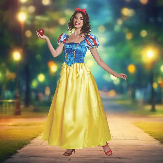 Deluxe Snow White Adult Costume with Floor Length Princess Gown for Halloween {1}