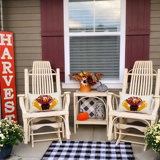 Thanksgiving Turkey Throw Pillow Covers 12x20 Inch for Outside {5}