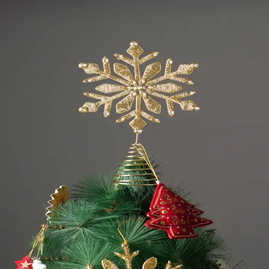 Golden Bead work Tree Topper - Gold - 7" x 2" x 11" {1}