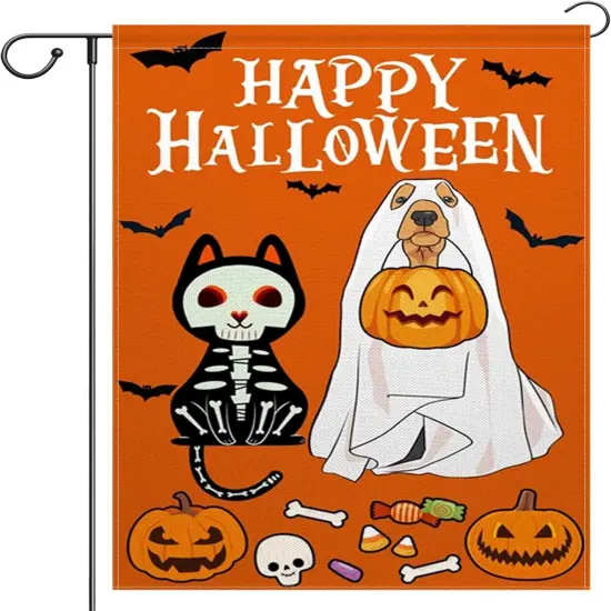 Halloween Ghost Dog Garden Yard Flag 12x18 Inch(Orange) {5}