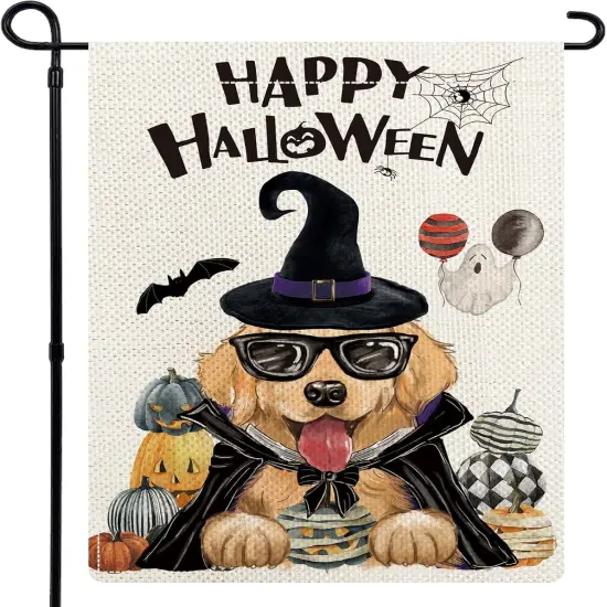 12x18 Inch - Golden Retriever Happy Halloween Garden Yard Flags(Golden Retriever) {5}