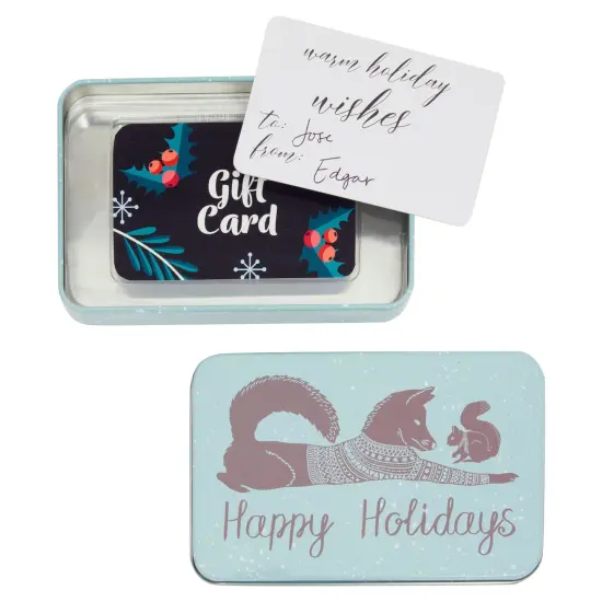 6 Pack Tin Christmas Gift Card Boxes With Lids for Stocking Stuffers, 6 Winter Animals Designs (5 x 3.25 In) {5}