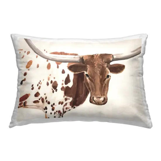 Stupell Industries Rustic Longhorn Cow Indoor Pillow, 14 x 7 x 20 {1}