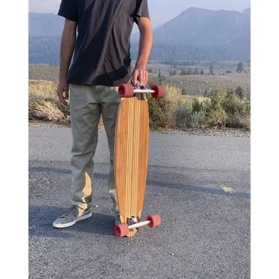 Magneto Hana Longboard Collection | 36" x 9.5" | Pintail Longboard Skateboard | Bamboo with Hard Maple Core | for Cruising, Carving, Dancing | Free Skate Tool | Short Pintail Brown {6}