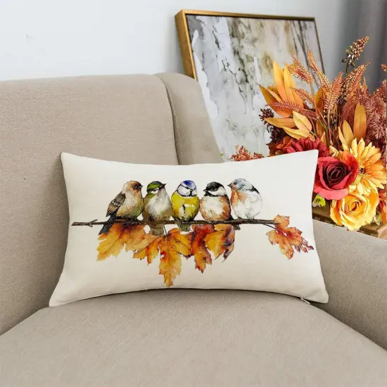 Thanksgiving Decor Maple Leaf Decorative Lumbar Throw Pillow Cases Farmhouse {2}