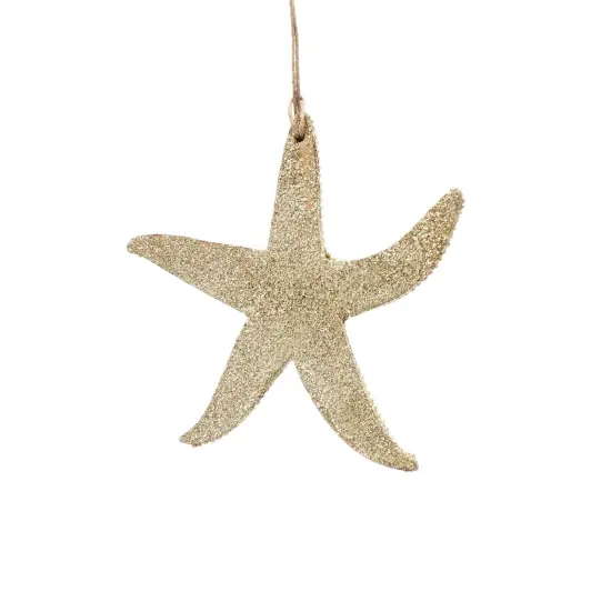 Wooden & ShellBeaded Lac Star Fish Ornament - Brown & Blue {4}