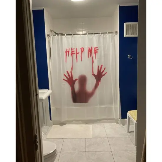 72 Inch Help Me Blood Stained Shower Curtain Horror Decoration {5}