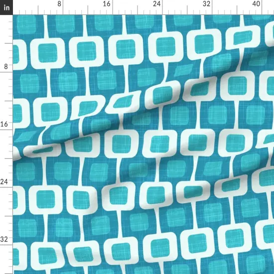Various Fabrics by the Yard or Fat Quarter Turquoise Mod Mid Century Modern Retro 1960S Atomic Era 1950S Vintage Custom Printed Fabric by Spoonflower {1}