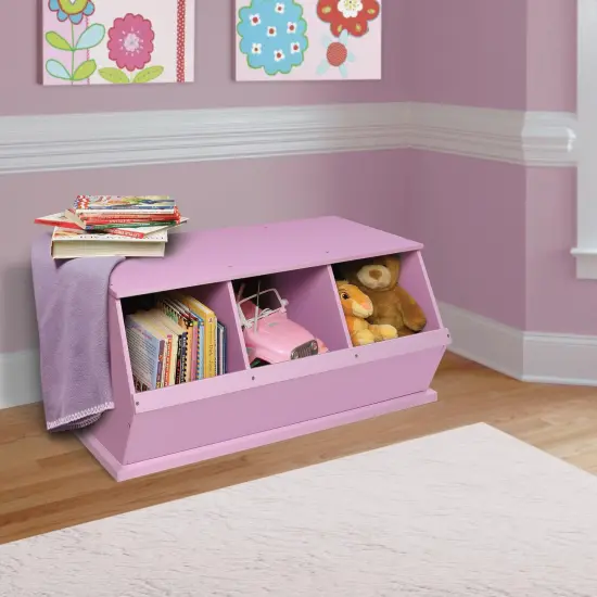 Badger Basket Three Bin Stackable Storage Cubby Lilac {2}