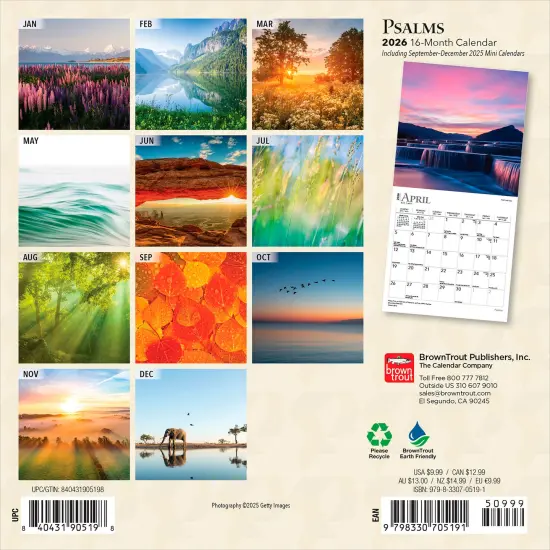 Psalms | 2026 7 x 14 Inch (Hanging) Monthly Mini Wall Calendar {2}