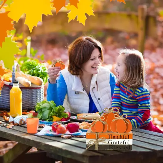 4 Pieces Fall Thanksgiving Decorations Pumpkin Tiered Tray Decor {4}