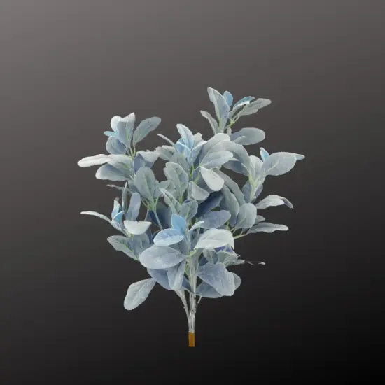 22" Artificial Blue Lamb&rsquo;s Ear Bush &ndash; Soft Frosted Faux Greenery Stem {2}