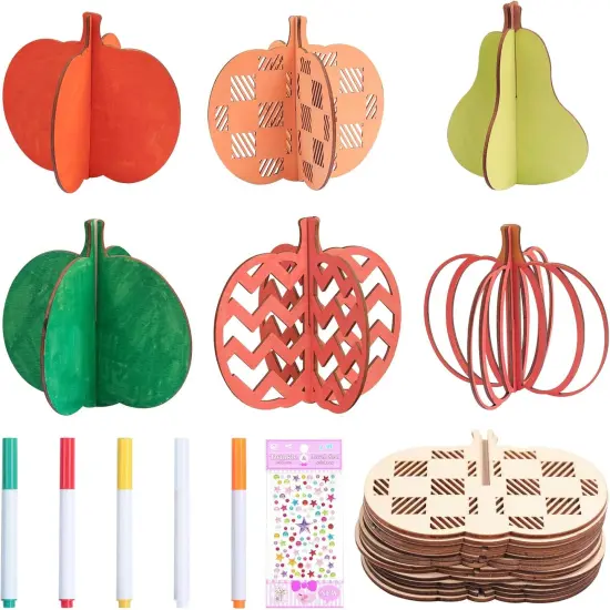 12Set 3D Pumpkin Wood Crafts to Paint, Thanksgiving Pumpkin Wood DIY {1}