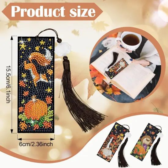 3 Pcs 5D Thanksgiving Diamond Bookmarks Painting for Book Lovers {4}