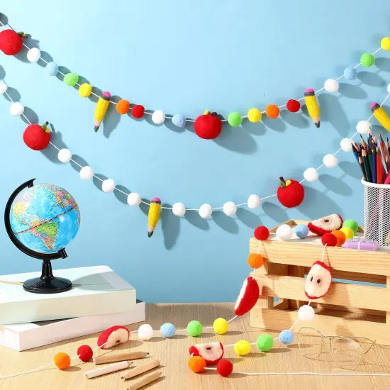 Apple and Pencil Felt Ball Garland {3}