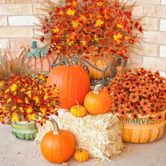 64Pcs Fall Flowers Outdoor Faux Fall Flowers {2}