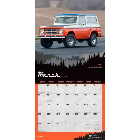 Ford Bronco OFFICIAL | 2026 12 x 24 Inch (Hanging) Monthly Square Wall Calendar | Plastic-Free {3}