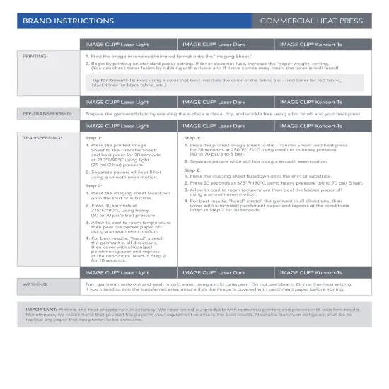 Neenah ImageClip Koncert Ts - Transfer paper for Laser Printer / Dark Colored Garments Sheets 8.5"x11" Made in USA {5}