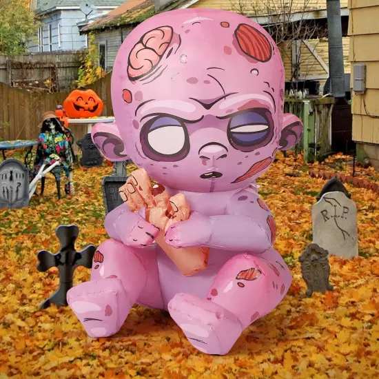 GOOSH 3 FT Halloween Inflatables Zombie Baby Outdoor Decorations Blow Up Yard with Built-in LEDs {3}