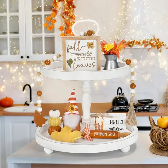 Fall Decorations, 8 PCS Fall Tiered Tray Decor Set, Thanksgiving Harvest {5}