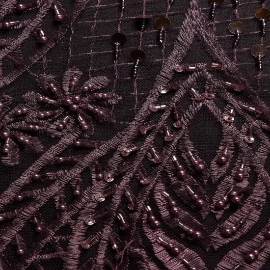 1 Yard Luxurious Beaded & Sequined Embroidered Lace Fabric 50/52" Wide {3}