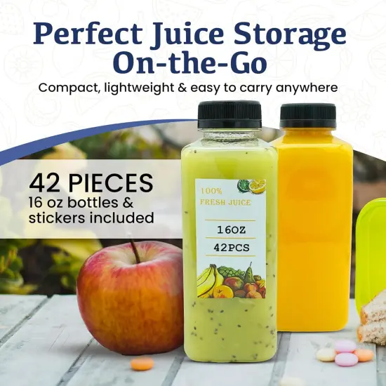 42Pcs 16Oz Plastic Juice Bottles with Caps {3}