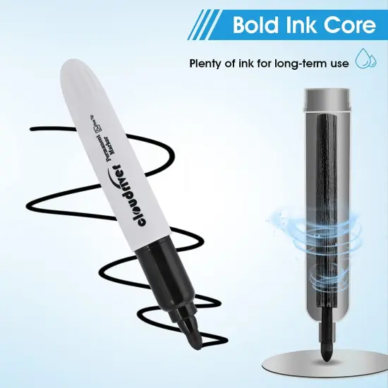 Jumbo Size Permanent Markers, Black, 20 Pack, Large Permanent Markers, King Permanent Marker, 0.078" Bullet Tip, 3 times larger capacity, Works on Plastic,Wood,Stone,Metal and Glass {2}