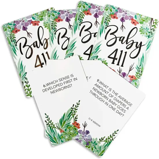 100-Cards Floral Baby Shower Party Trivia Card Game, Double Sided, 2.5 X 3.5 inches {5}