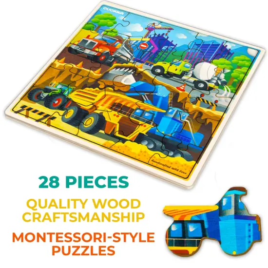 28 Pieces Wooden Puzzles for Kids | Transport {3}