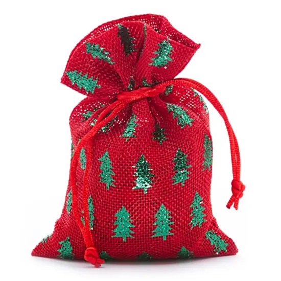 Metallic Christmas Tree Fabric Bag 4&rdquo; x 6&rdquo; Holiday Wrapping {2}