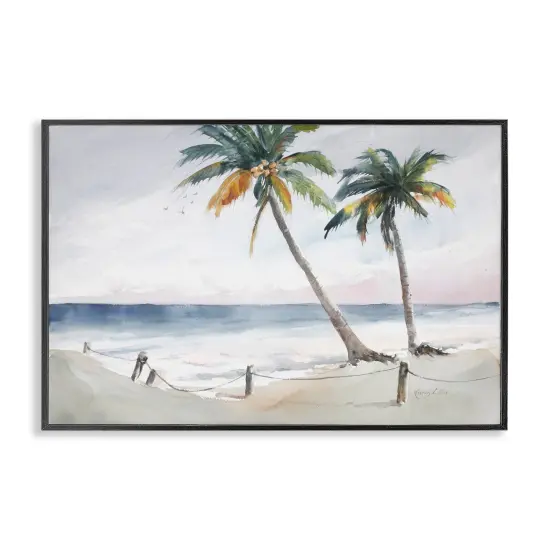 Stupell Industries Two Palms Serene Coast Framed Giclee Wall Art Design by Karin Lind {1}