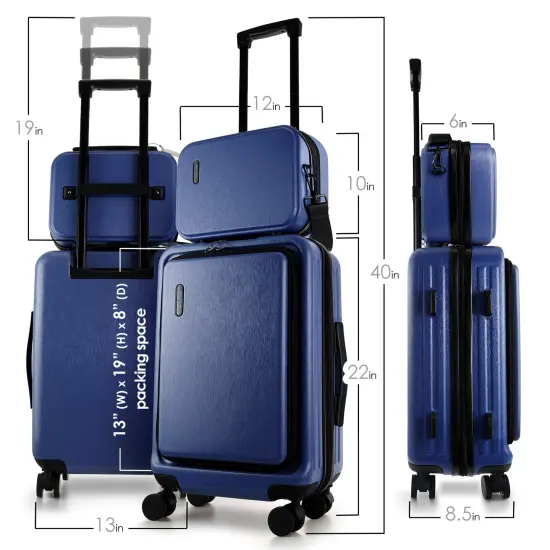 TravelArim 20 Inch Carry On Luggage with Luggage Scale Navy {6}