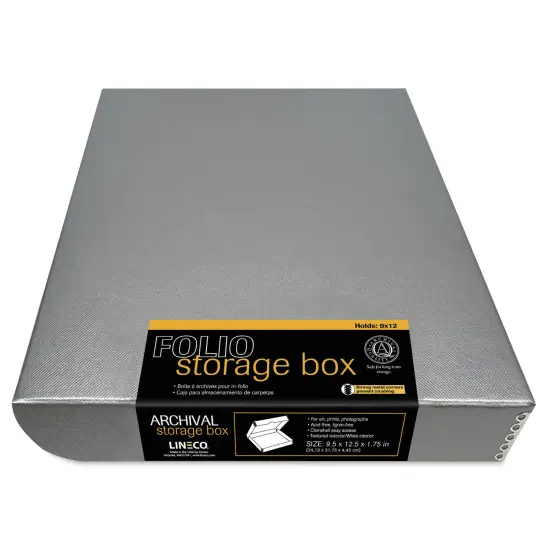 Lineco Folio Archival Storage Box - Metallic Silver, 9" x 12" {1}