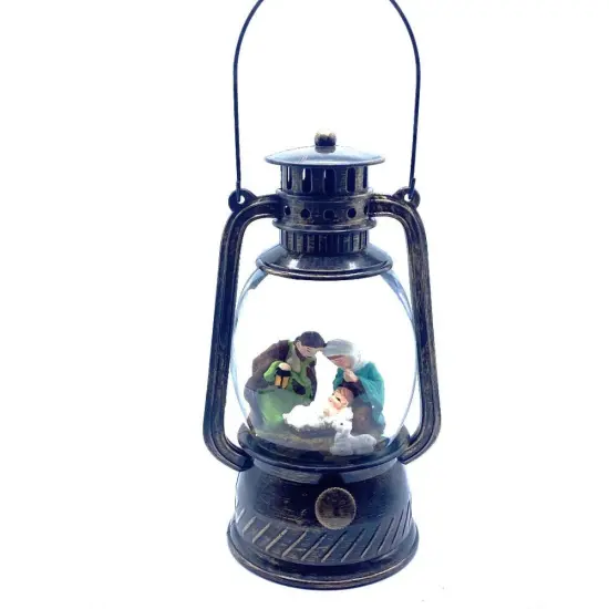 Water Globe Lantern Nativity 8"H Holy Family {1}