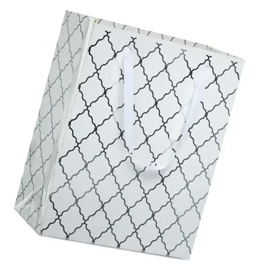 Red & Silver Diamond Grid Euro Tote 7" x 3.7/8" x 9" Compact {3}