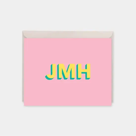 Modern Monogram Note Cards with 3d Type {1}